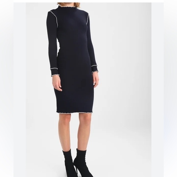 Topshop Ribbed Embroidered Bodycon Midi Dress - Picture 1 of 8